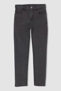 DeFacto, Blugi cu model cu 5 buzunare, Gri inchis DeFacto, Blugi cu model cu 5 buzunare, Gri inchis