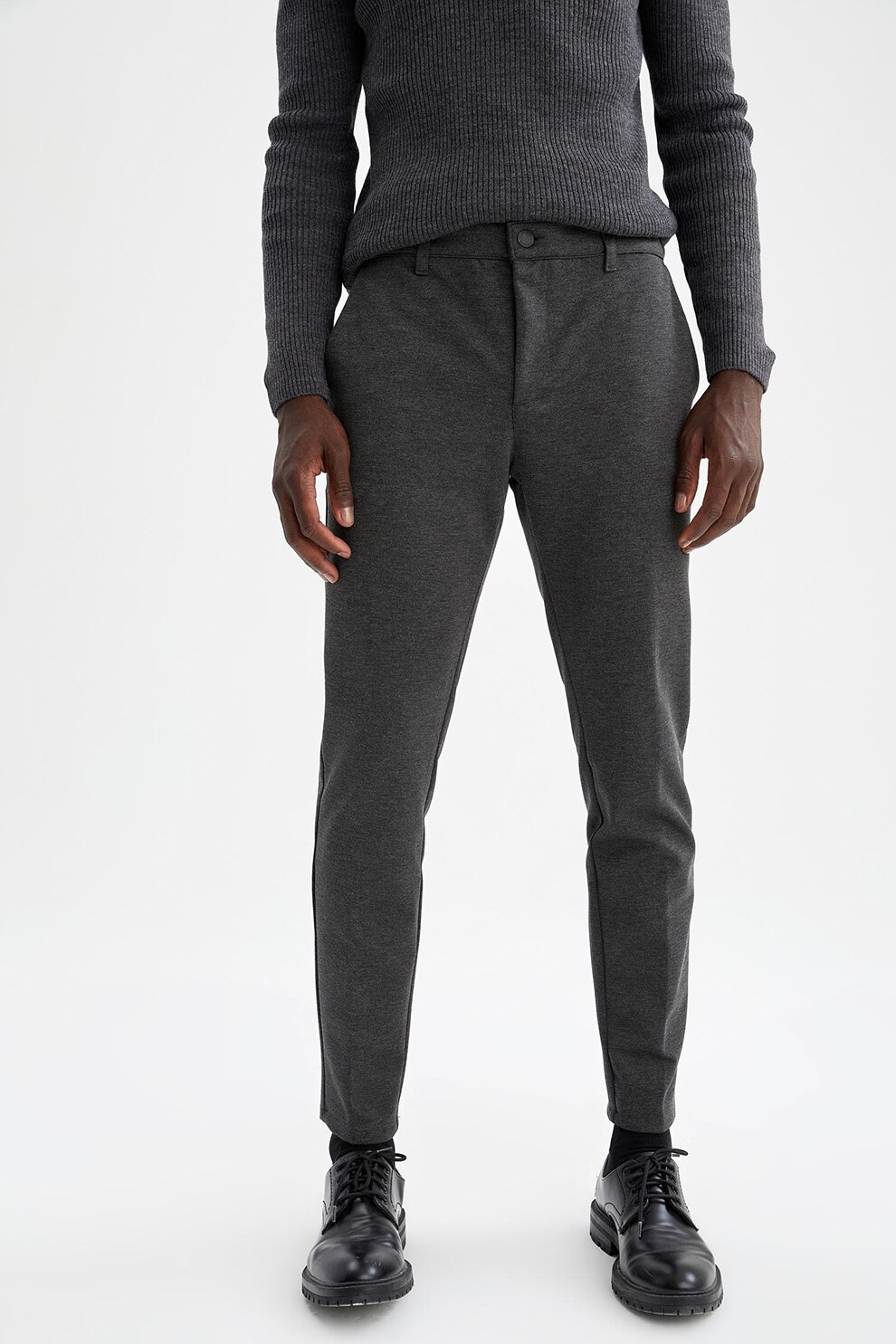 DeFacto, Pantaloni relaxed fit, Gri inchis