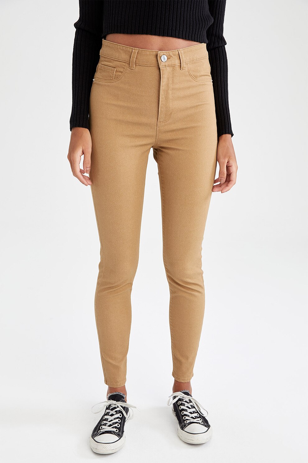 DeFacto, Pantaloni crop super skinny, Maro camel