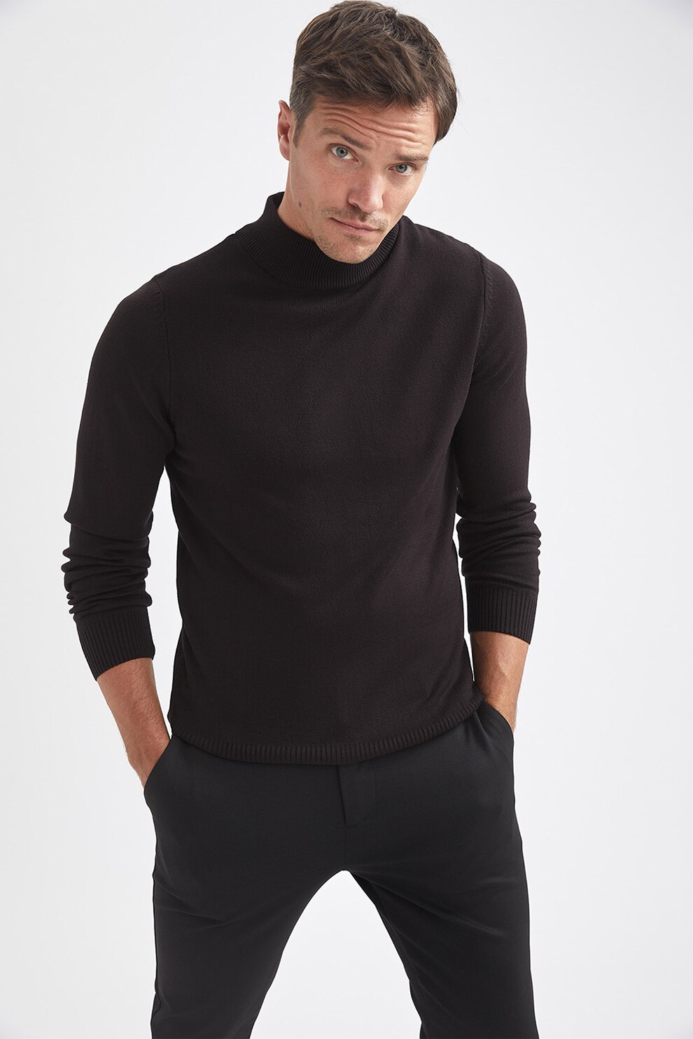 DeFacto, Set de pulovere tricotate fin - 2 piese, Negru