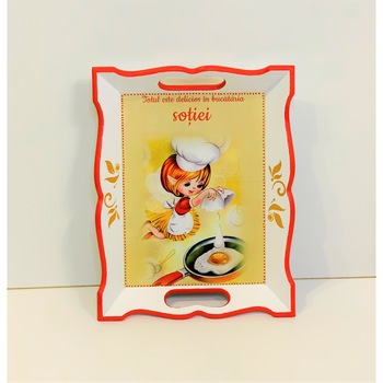 Tava personalizata Sotie, lemn, multicolor, 31 cm Tava personalizata Sotie, lemn, multicolor, 31 cm