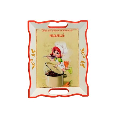 Tava personalizata Mama, lemn, multicolor, 31 cm