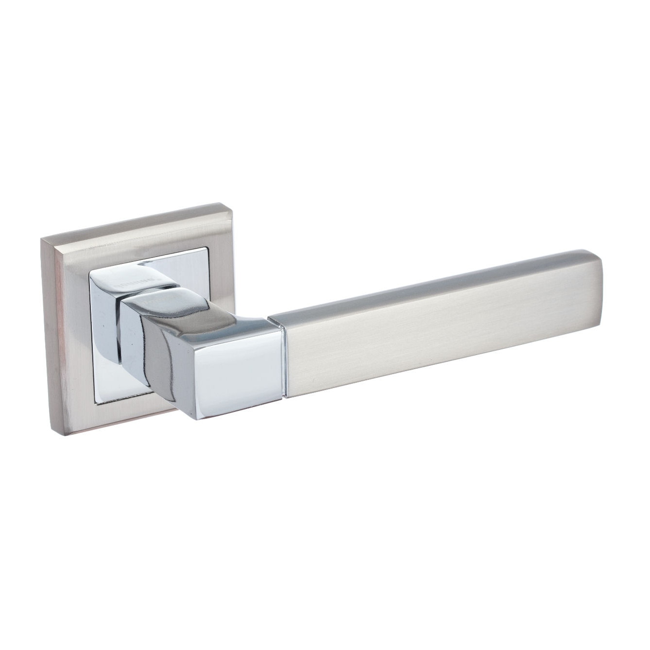 Set maner usa de interior, Domino, model Real, crom nickel mat, cu rozeta patrata