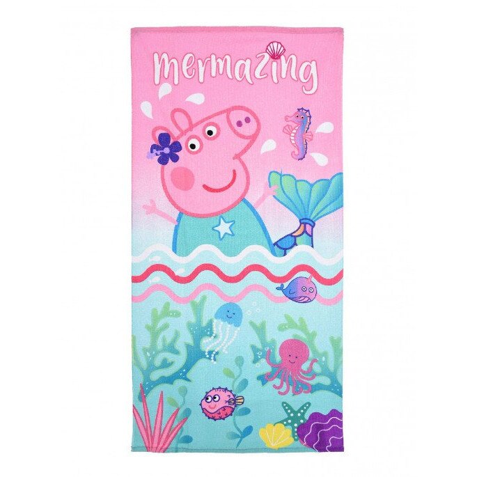 Prosop plaja Peppa Pig Mermaid 140 x 70 cm Roz/Bleu