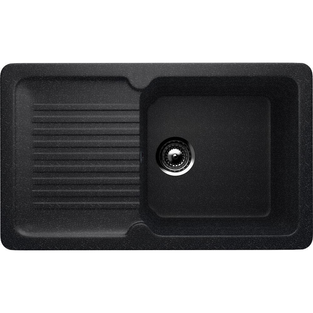 Chiuveta dreptunghiulara de bucatarie din compozit ulgran u-506-308 neagra reversibila cu sifon complet inclus