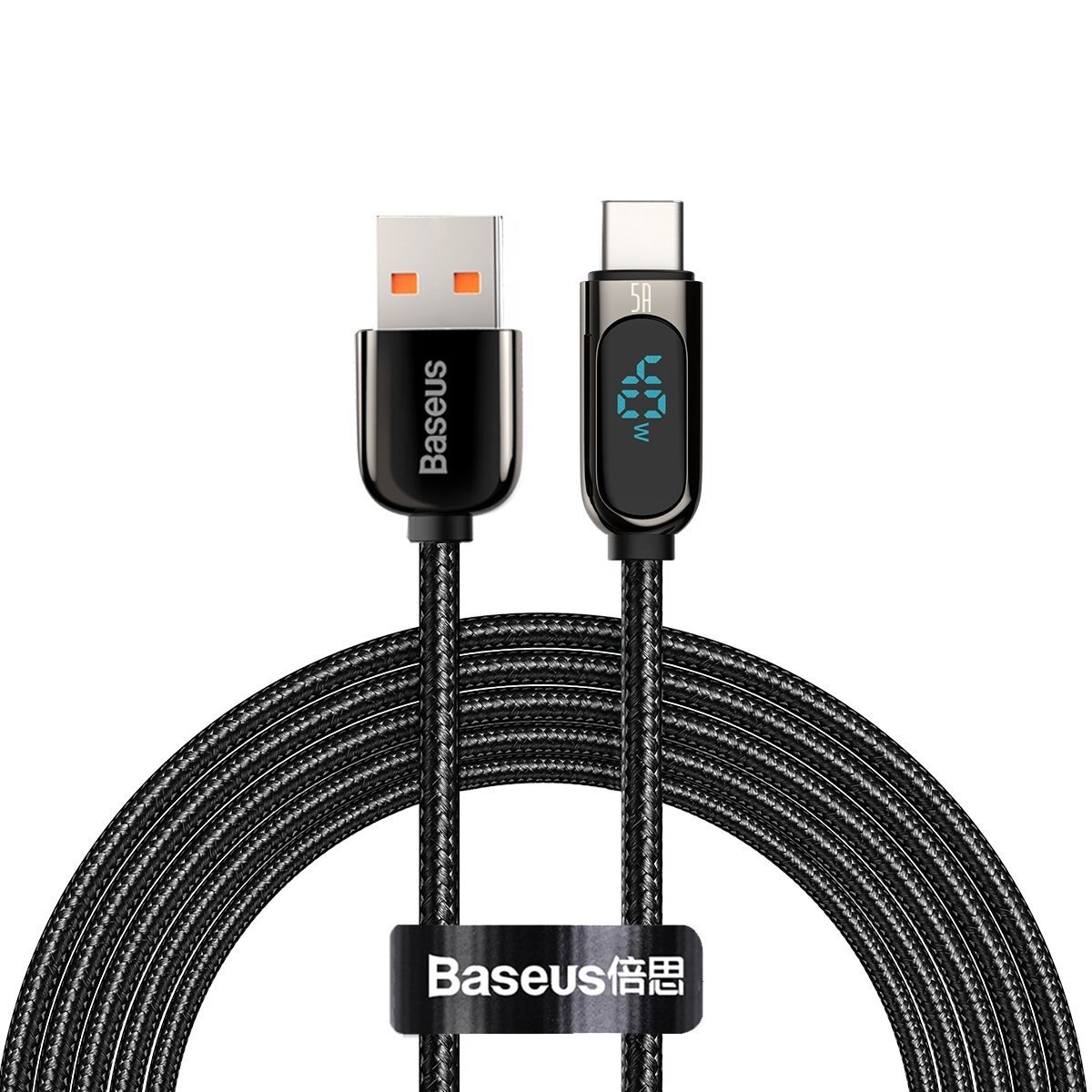 Cablu de date Baseus USB-C, 5A, 40W, 2m, Negru