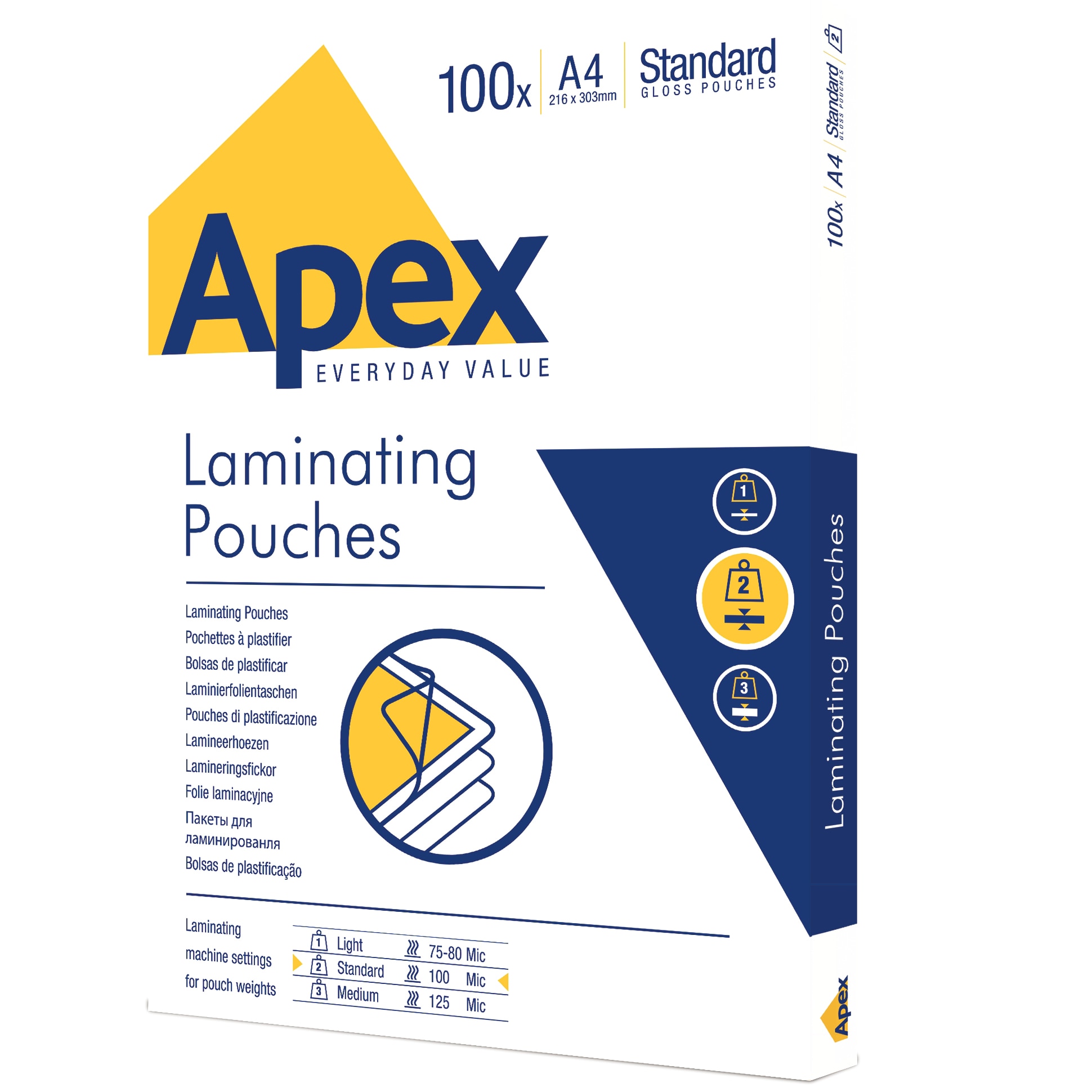 Folie laminare, A4, 100 microni, 100 bucati/set, APEX