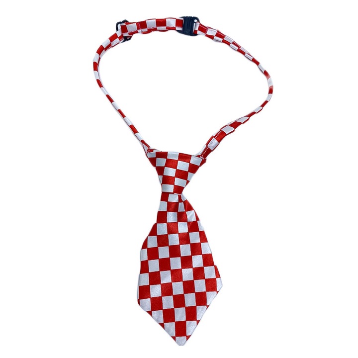 Fashion Raley nyakkendő, házi kedvenceknek, kicsi, 44-32 cm, állítható, kockás minta, piros/fehér, Doty