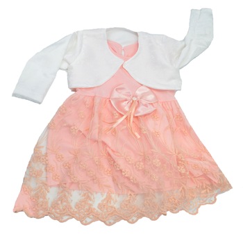 Set 2 piese rochita si bolero pentru fete Mini Junior BBW-4, Roz 58487 Set 2 piese rochita si bolero pentru fete Mini Junior BBW-4, Roz 58487