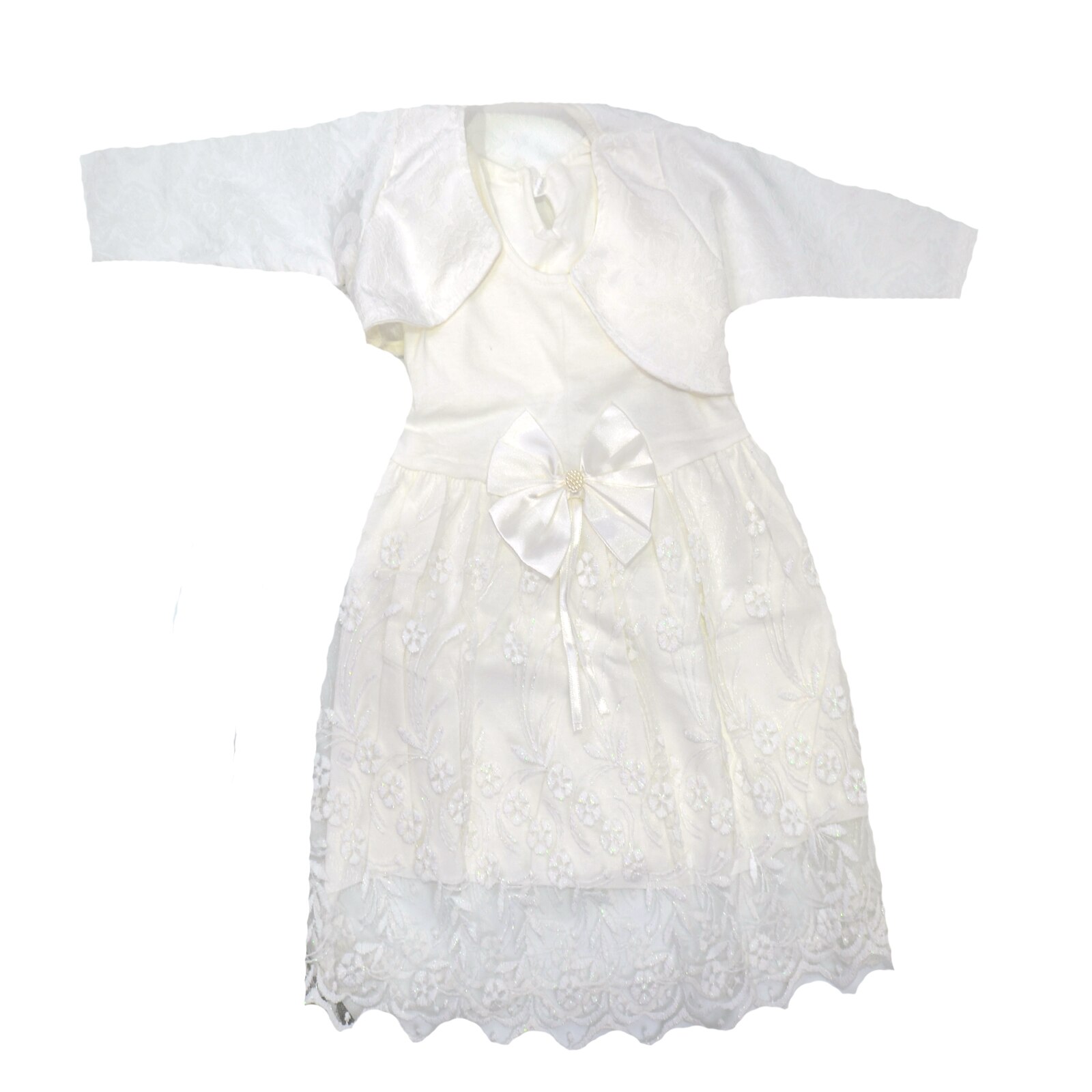 Set 2 piese rochita si bolero pentru fete Mini Junior BBW-5, Alb 58490