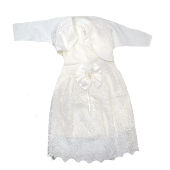 Set 2 piese rochita si bolero pentru fete Mini Junior BBW-5, Alb 58490 Set 2 piese rochita si bolero pentru fete Mini Junior BBW-5, Alb 58490