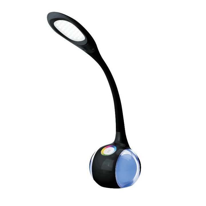 Platinet LED RGB Szabályozható asztali lámpa LED 7W 230 VAC fekete