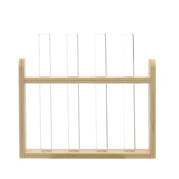 Set 4 eprubete in suport din lemn, diametru 1.5 cm Set 4 eprubete in suport din lemn, diametru 1.5 cm