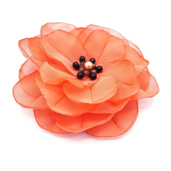Agrafa par handmade, Zia Fashion, Eva, floare coral, din voal Agrafa par handmade, Zia Fashion, Eva, floare coral, din voal