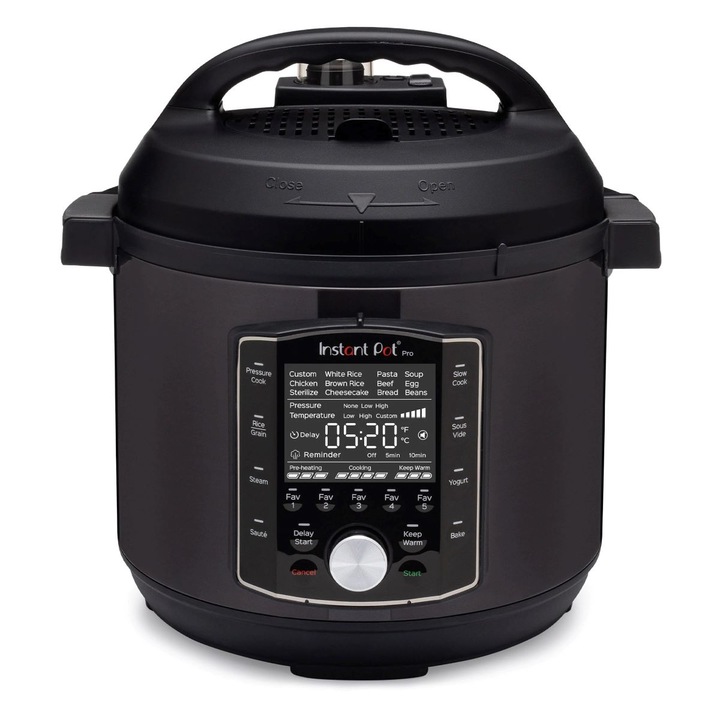 Херметичен мултикукър Instant Pot, PRO, 10 програми, Вътрешен съд със силиконови дръжки, 7.6 литра