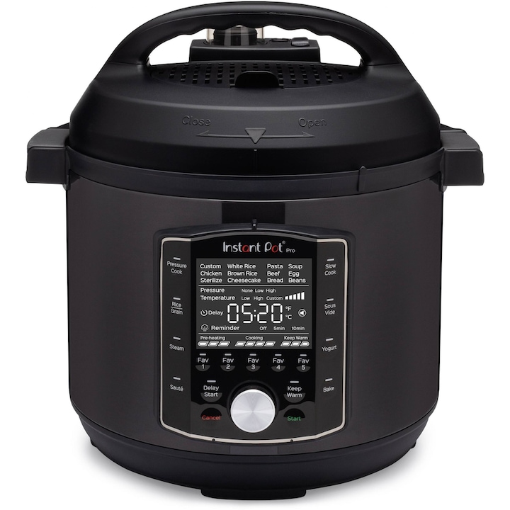 Multicooker Instant Pot Pro 8, 11 programe, 28 presetari, Vas interior din inox, Capacitate 8 L, 1200 W, Negru