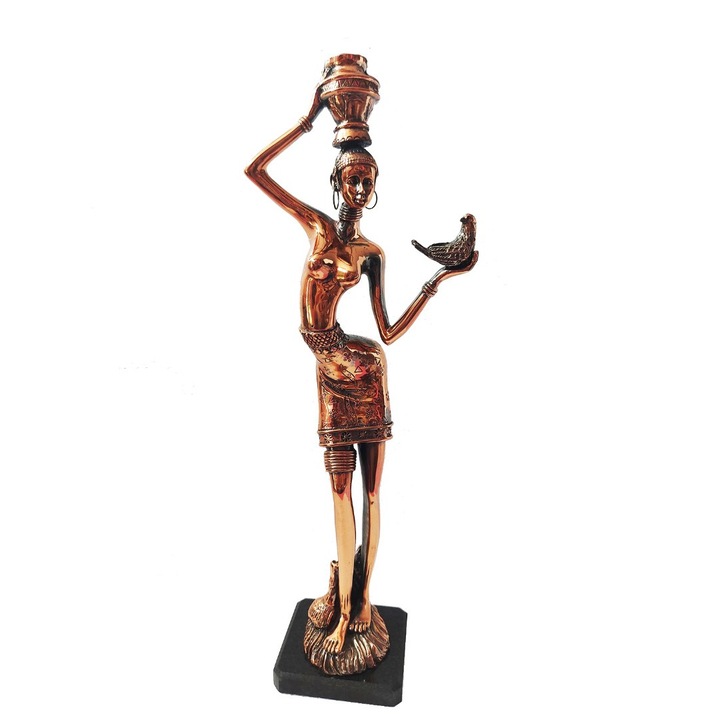 Szobor, afrikai nő, sárgaréz, Giuseppe Armani, 46 cm, SS806