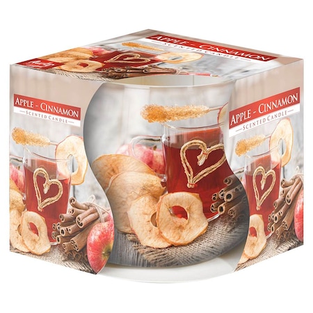 Lumanare Parfumata in Pahar de Sticla Aura Apple Cinnamon, Parfum de Mere si Scortisoara