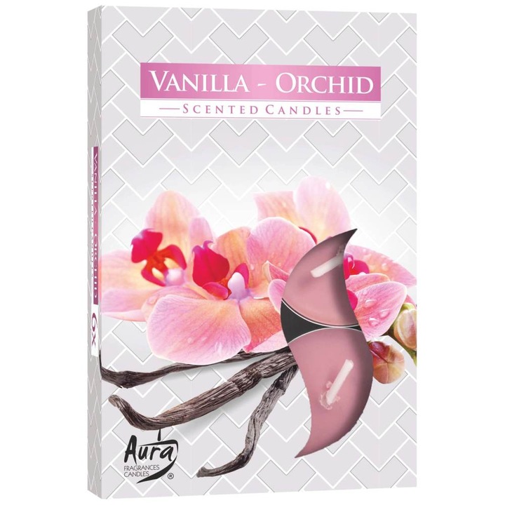 Set 6 Lumanari Parfumate Tip Pastila Aura Vanilla Orchid, Parfum de Vanilie si Orhidee