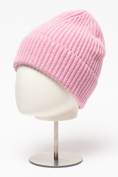 Lacoste, Caciula din lana cu model uni, Roz pastel Lacoste, Caciula din lana cu model uni, Roz pastel