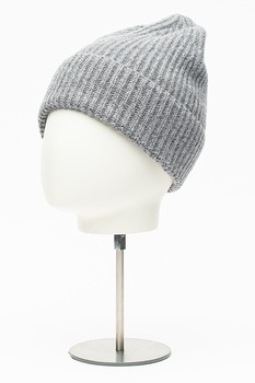 Lacoste, Caciula elastica din lana cu broderie logo discreta, Gri inchis melange Lacoste, Caciula elastica din lana cu broderie logo discreta, Gri inchis melange