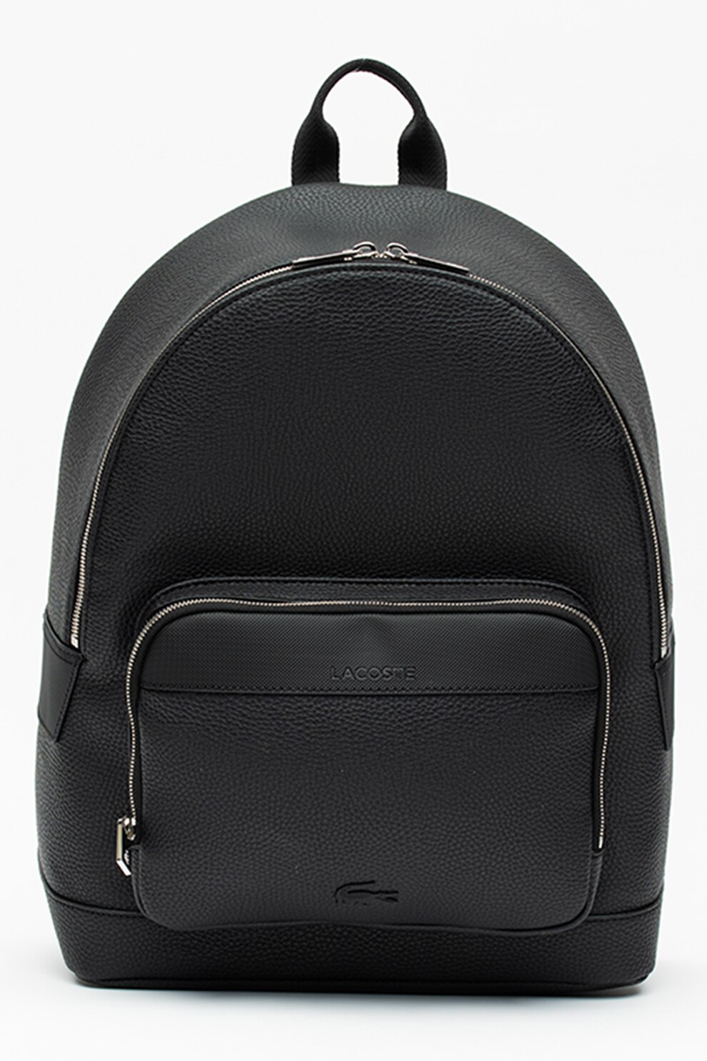 Lacoste, Rucsac din piele ecologica cu aspect texturat, Negru