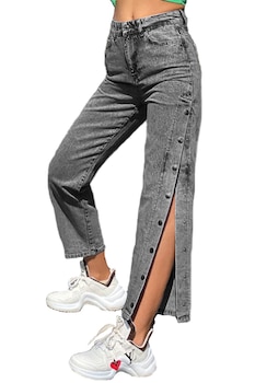 Blugi dama cu capse laterale, Gri Blugi dama cu capse laterale, Gri