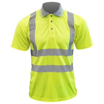 Tricou polo inalta vizibilitate galben benzi reflectorizante marimea S ENERGO