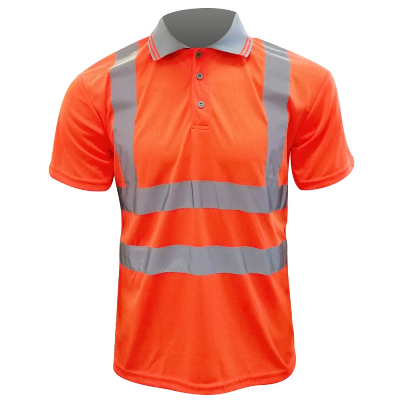 Tricou polo inalta vizibilitate orange benzi reflectorizante marimea M ENERGO