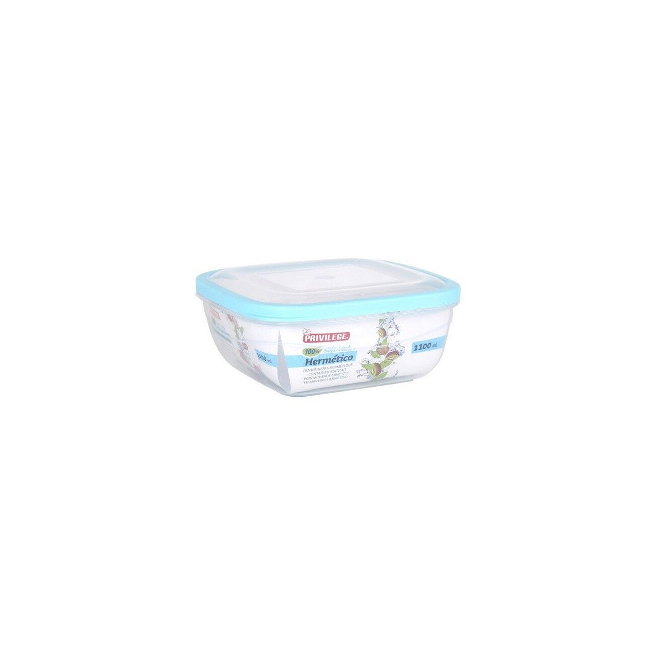 Cutie pentru pranz ermetica Privilege Patrat Transparent 1100 ml