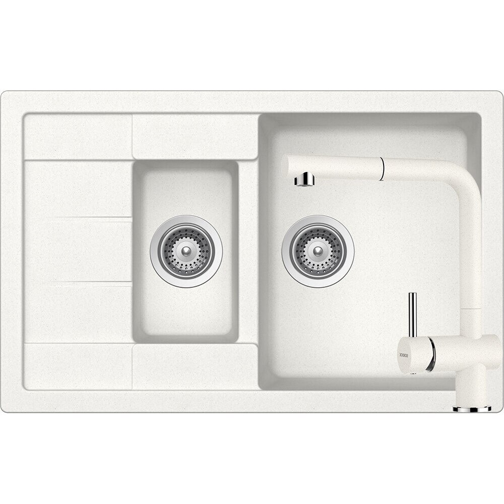 Kit chiuveta Schock Manhattan D-150S 780 x 500 mm si baterie Schock Epos cu Dus Extractibil Alpina Cristalite