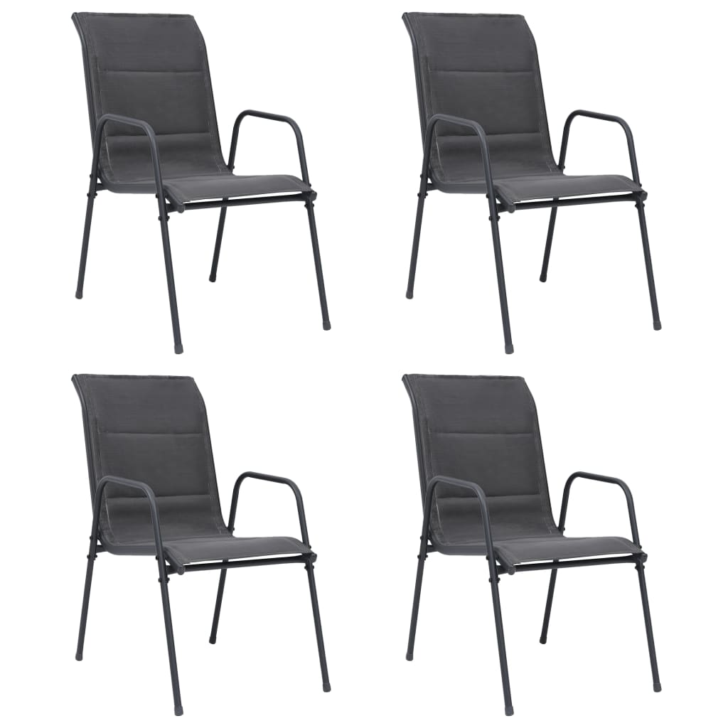 Set de 4 scaune de exterior, vidaXL, Tesatura-Otel, 51 x 66 x 88 cm, Antracit