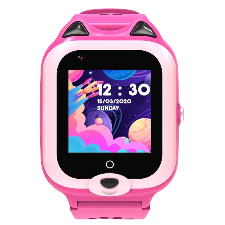 Wonlex KT22 4G Okosóra, gyerekeknek, GPS-szel, videohívással, vízálló, WiFi helymeghatározással és kémfigyeléssel, Pink