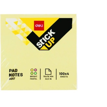 Notite Adezive Deli Stick Up, 100 File/Set, Verde Pal, 76x76 mm Notite Adezive Deli Stick Up, 100 File/Set, Verde Pal, 76x76 mm