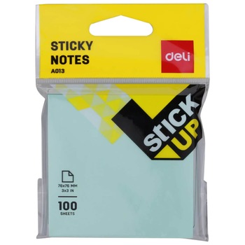 Notite Adezive Deli Stick Up, 100 File/Set, Albastru Pal, 76x76 mm Notite Adezive Deli Stick Up, 100 File/Set, Albastru Pal, 76x76 mm