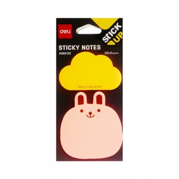 Notite Adezive Deli Stick Up, 40 File/Set, Model Nor si Iepuras, 76x76 mm Notite Adezive Deli Stick Up, 40 File/Set, Model Nor si Iepuras, 76x76 mm