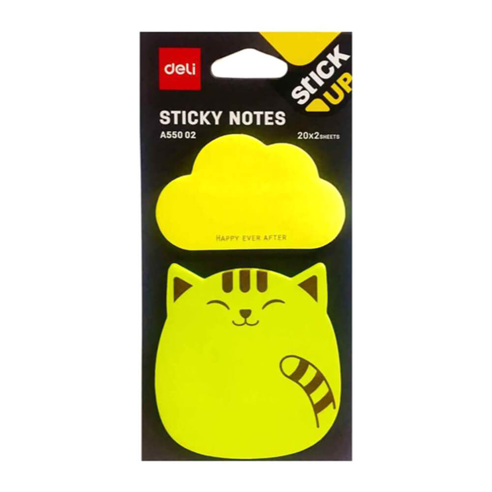 Notite Adezive Deli Stick Up, 40 File/Set, Model Nor si Pisica, 76x76 mm