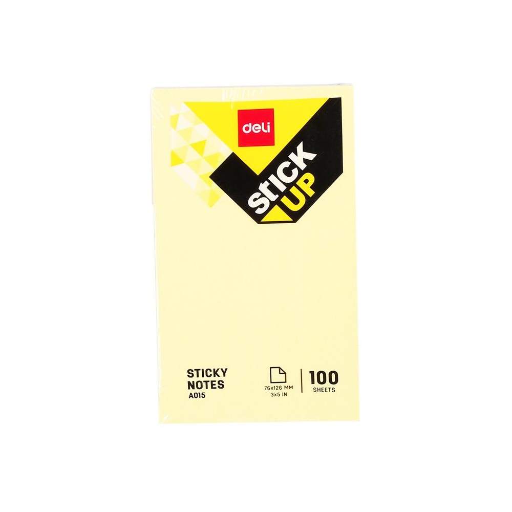 Set 100 Notite Adezive Deli Stick Up, 76x126 mm, Galben Pastel