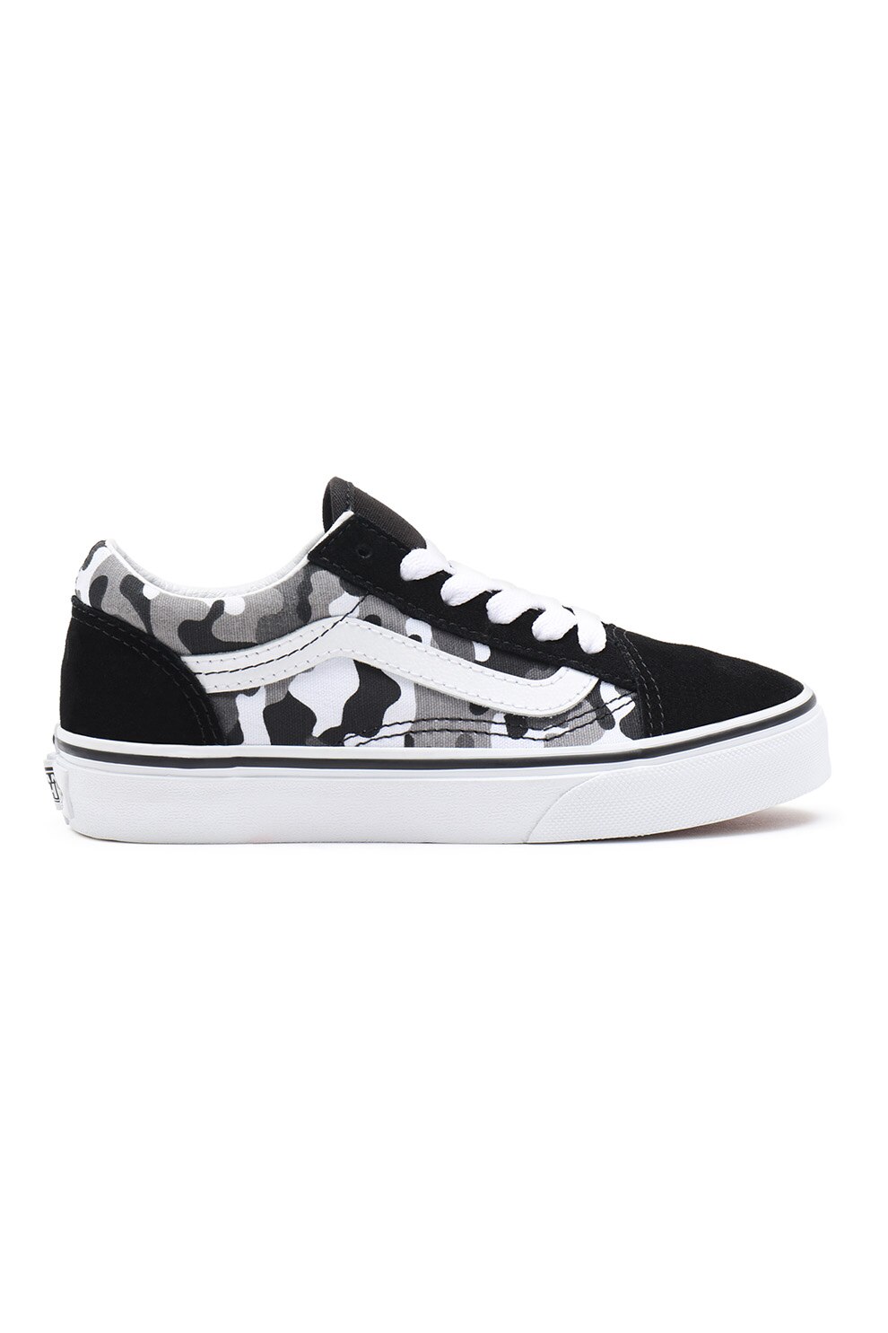Vans, Pantofi sport de piele intoarsa si panza cu model camuflaj Old Skool, Negru/Gri