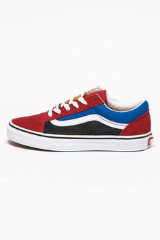 Vans, Tenisi cu garnituri din piele intoarsa Old Skool, Rosu Bordeaux/albastru royal/negru Vans, Tenisi cu garnituri din piele intoarsa Old Skool, Rosu Bordeaux/albastru royal/negru