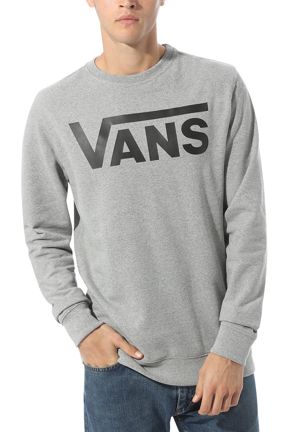 Vans, Bluza sport cu logo Classic II, Gri melange