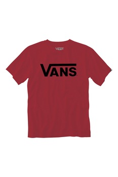 Vans, Tricou de bumbac cu imprimeu logo Classic, Rosu inchis/Negru Vans, Tricou de bumbac cu imprimeu logo Classic, Rosu inchis/Negru
