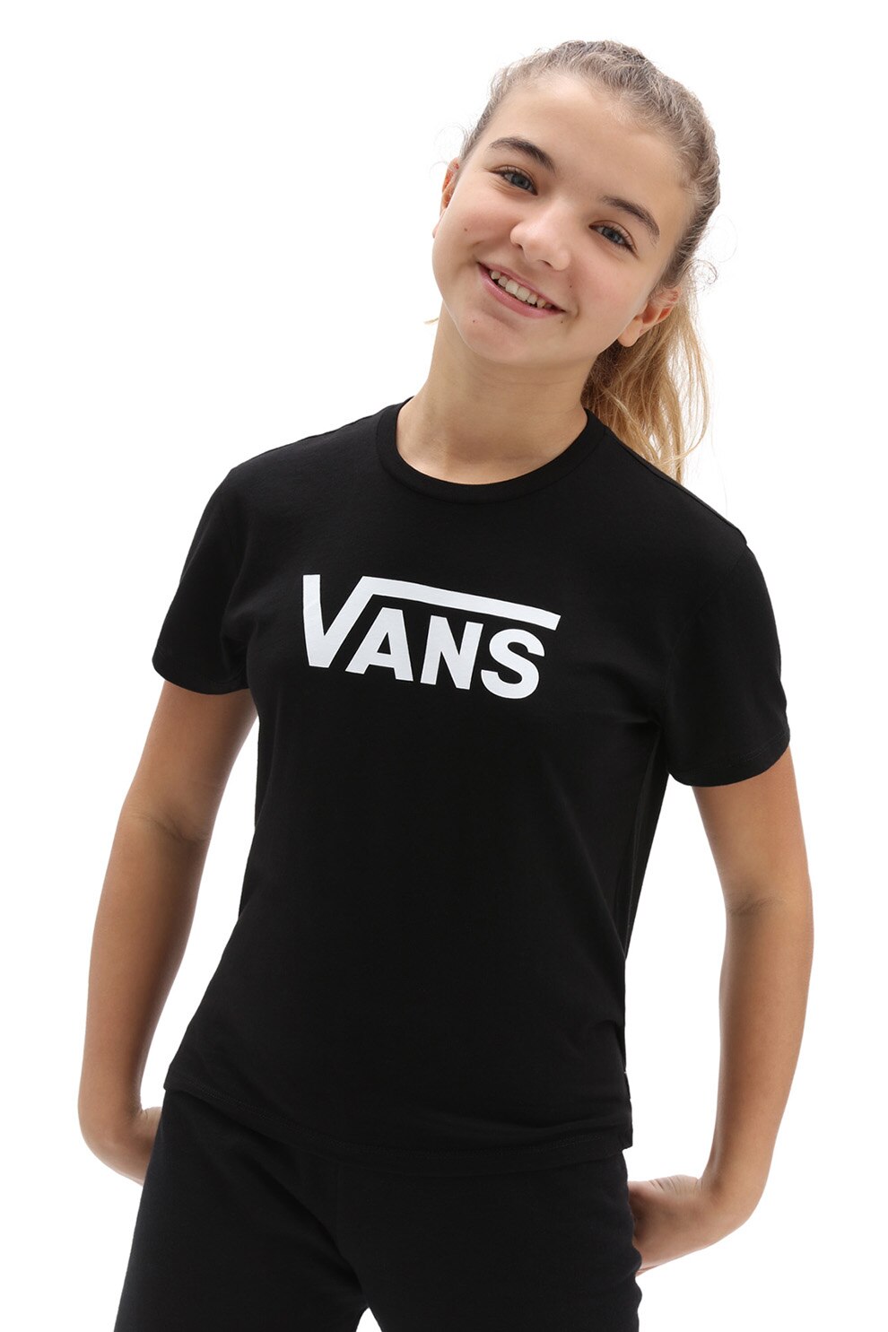 Vans, Tricou de bumbac cu imprimeu logo Flying, Negru/Alb