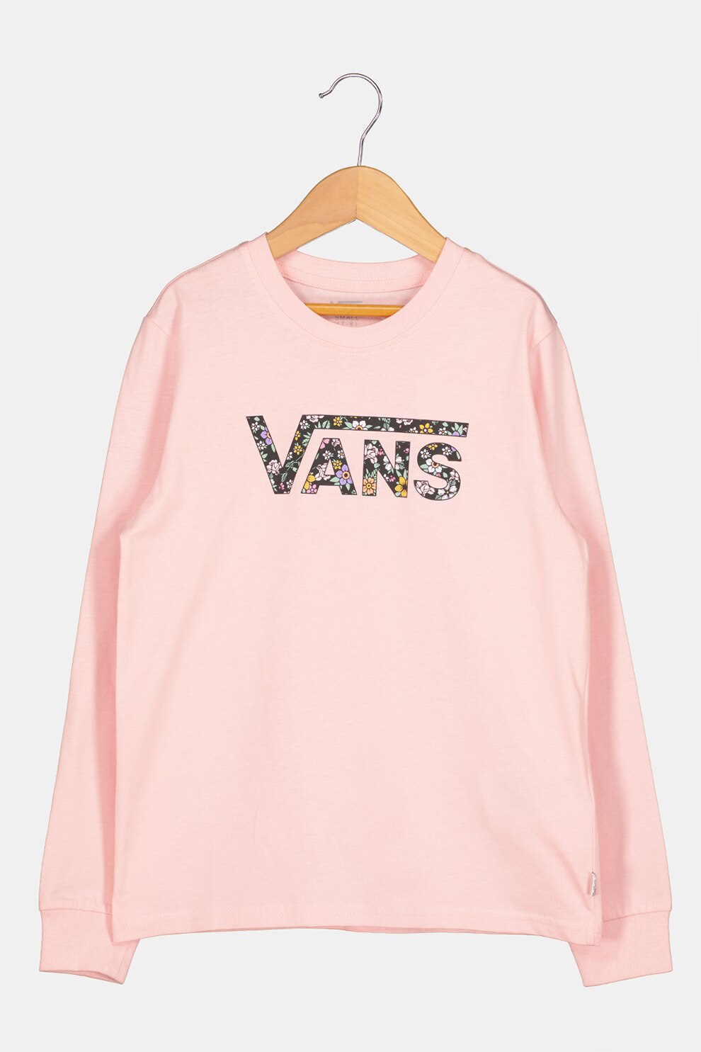 Vans, Bluza de bumbac cu imprimeu logo, Roz pastel/Negru/Verde sparanghel
