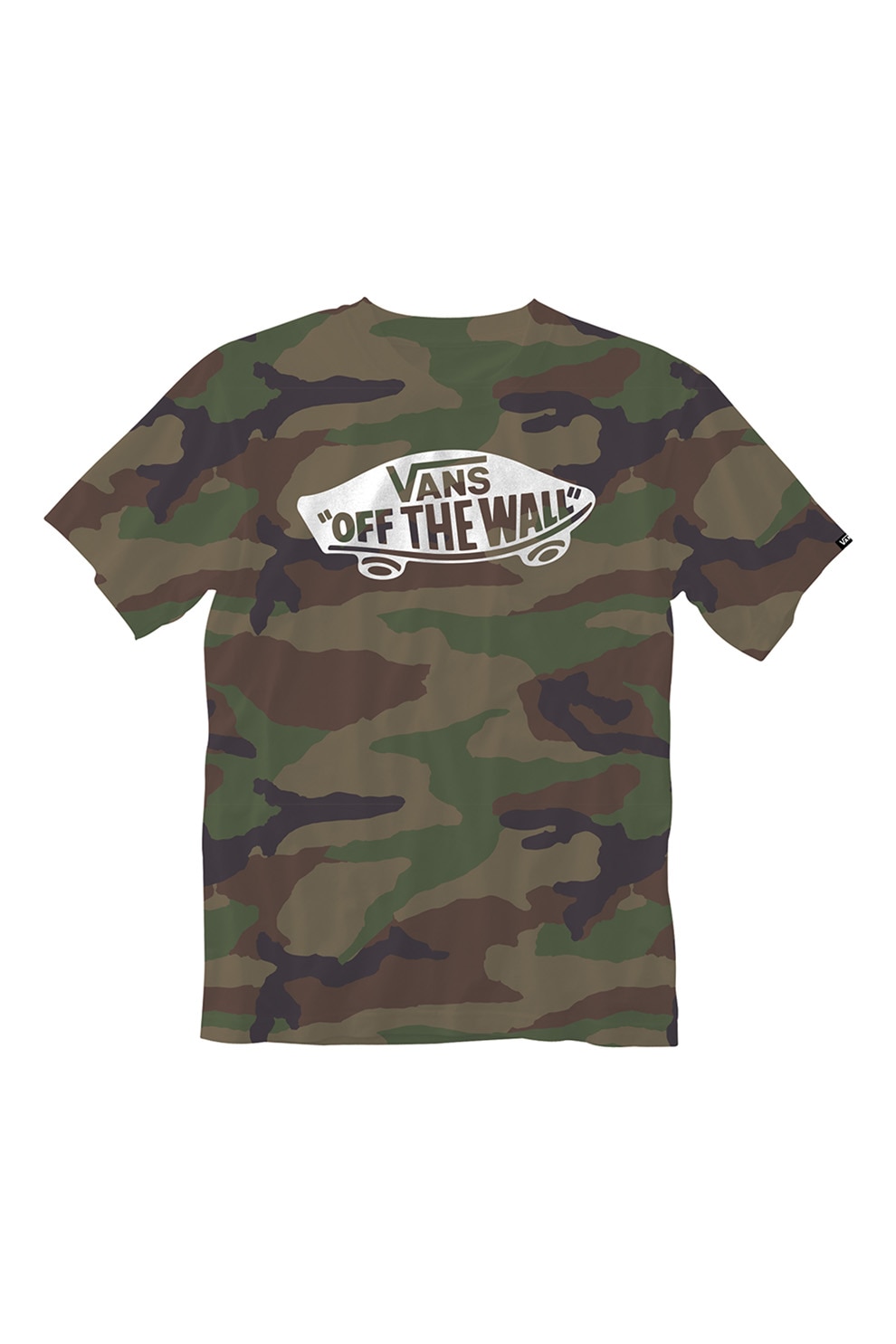 Vans, Tricou de bumbac cu imprimeu logo si camuflaj, Verde militar