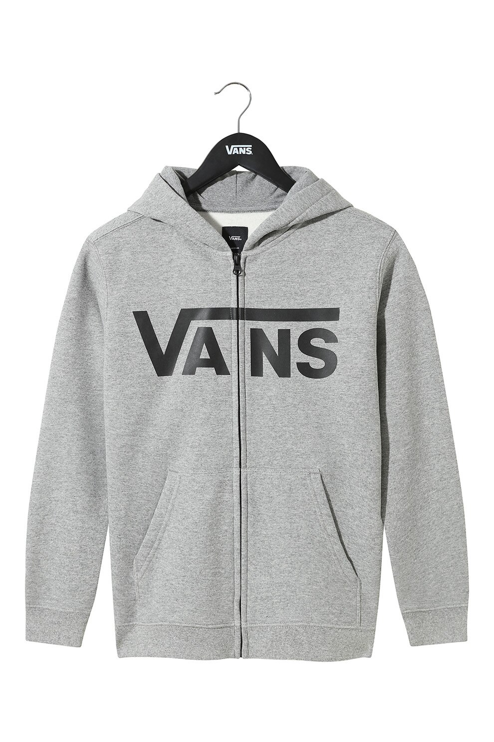 Vans, Hanorac cu fermoar si logo cauciucat, Gri melange