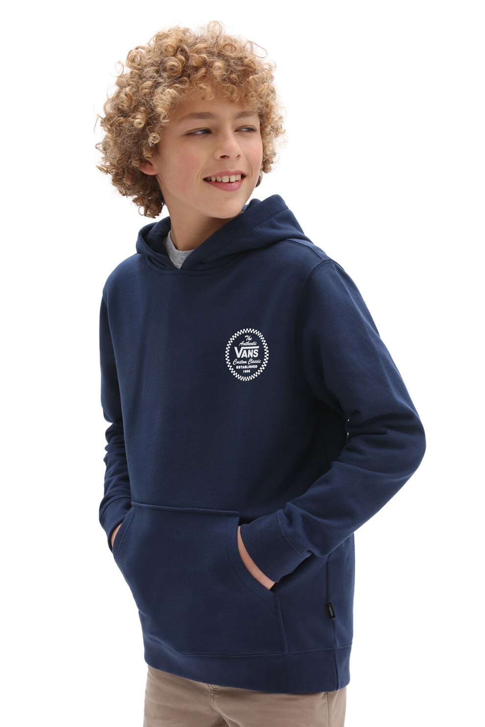 Vans, Hanorac cu imprimeu logo si buzunar kangaroo, Bleumarin