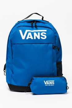 Vans, Rucsac cu imprimeu logo si penar, Albastru Vans, Rucsac cu imprimeu logo si penar, Albastru