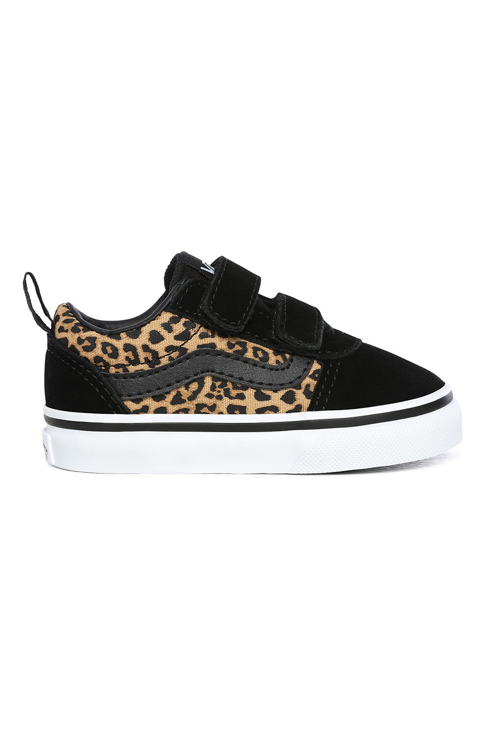 Vans, Pantofi sport cu velcro si animal print Ward, Negru/Maro, 26.5 EU