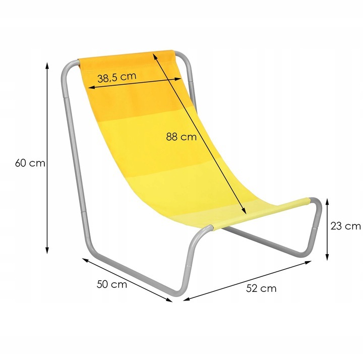 Scaun de plaja Sersimo GC024, pliabil, 90kg, 52x88cm, galben